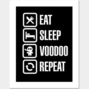 Eat sleep voodoo repeat black magic voodoo doll (white) Posters and Art